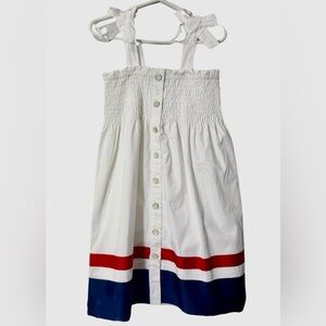 Girls Heartstrings White dress with red and blue ribbon detail. Size Sm